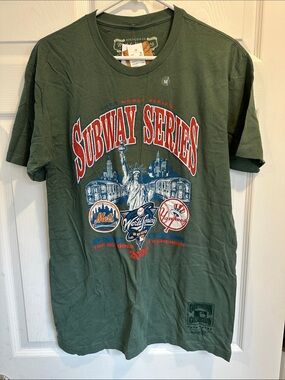 Nostalgia Olive Green Subway Series Graphic Tee with Red & White Print